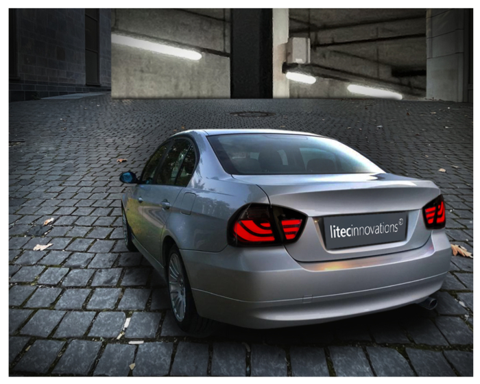 LED galiniai žibintai BMW 3 serijos E90 sedanas 05-08 dūmai - Vaizdas 2