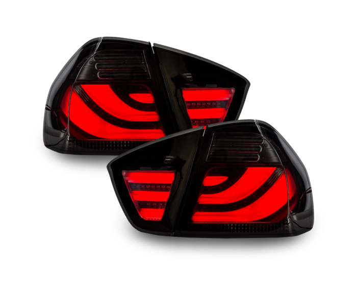 Galiniai LED žibintai BMW 3 serijos E90 sedanas 05-08 dūmų