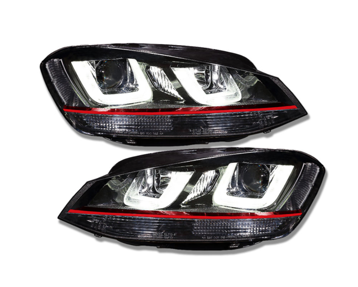Tagfahrlicht-Scheinwerfer VW Golf 7 VII GTI / R32 DESIGN 13-18 schwarz/rot