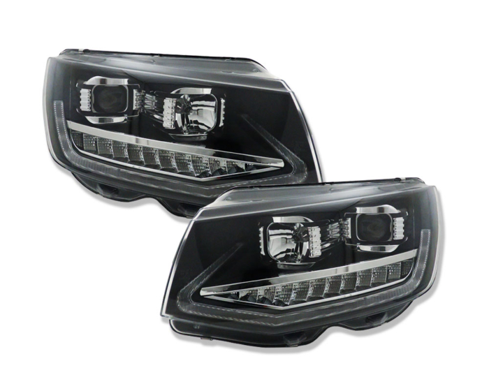 Feux diurnes VW T6 2015-19 noirs avec clignotants dynamiques - Image 2