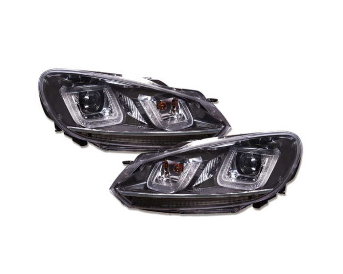 Actualización de luz diurna LED faros VW Golf 6 VI en GTI / R32 DISEÑO 08-13 negro - Imagen 2