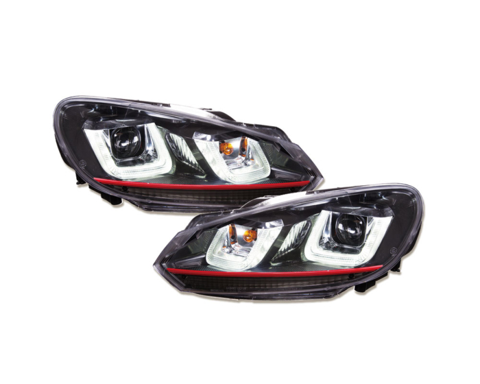 LED světla pro denní svícení VW Golf 6 VI in GTI / R32 DESIGN 08-13 černá/červená