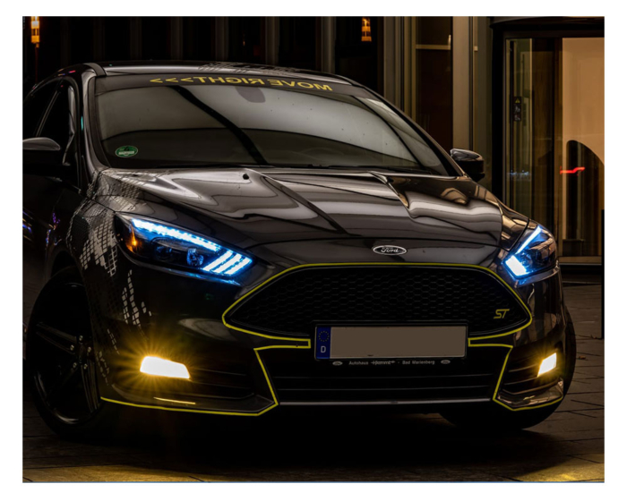 Faros diurnos LED Ford Focus MK3 Facelift 15-18 con intermitente dinámico negro - Imagen 7