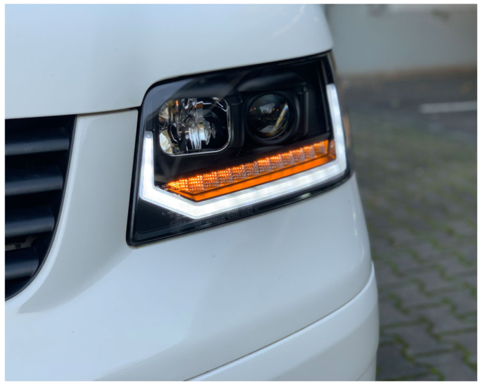 Faros diurnos LED VW T5 03-09 con indicador dinámico negro - Imagen 7