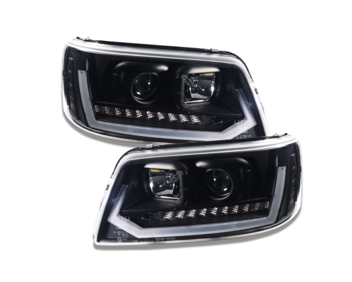Faros diurnos LED VW T5 03-09 con indicador dinámico negro - Imagen 3