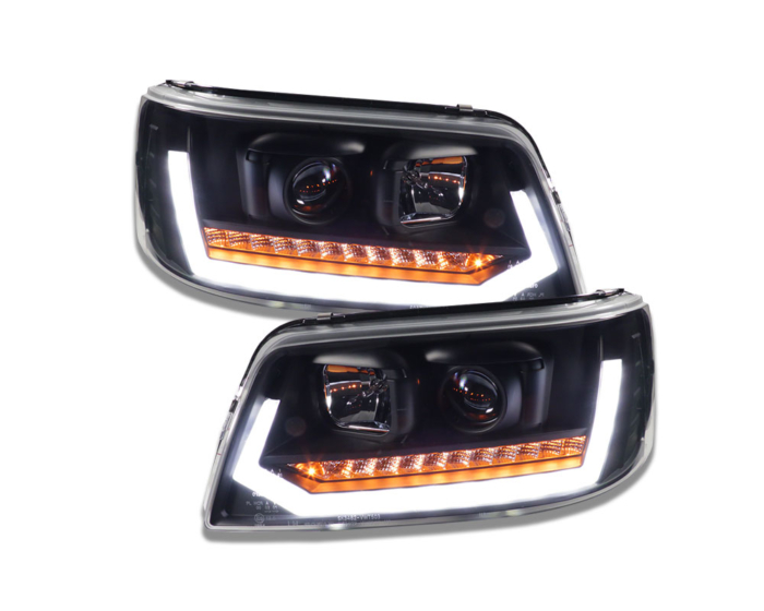 Faros diurnos LED VW T5 03-09 con indicador dinámico negro - Imagen 2