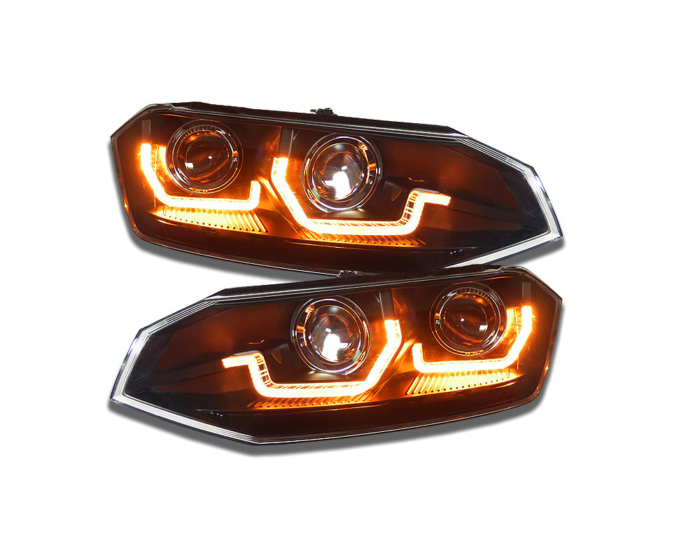 Fari di design VW Polo 6 VI (2G) 17+ neri con indicatori di direzione dinamici a LED