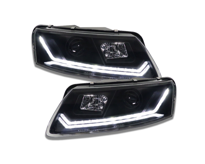 Faros diurnos LED Audi A6 4F C6 04-09 negro con indicador dinámico para Xenon original