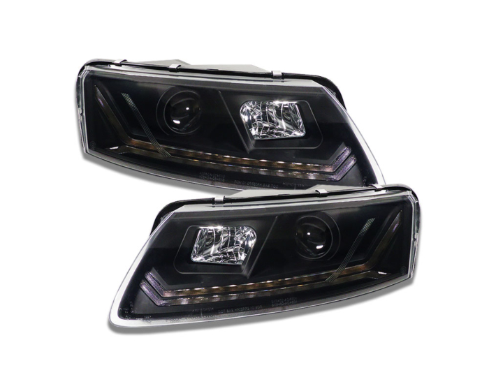Faros diurnos LED Audi A6 4F C6 04-09 negro con indicador dinámico para Xenon original - Imagen 2