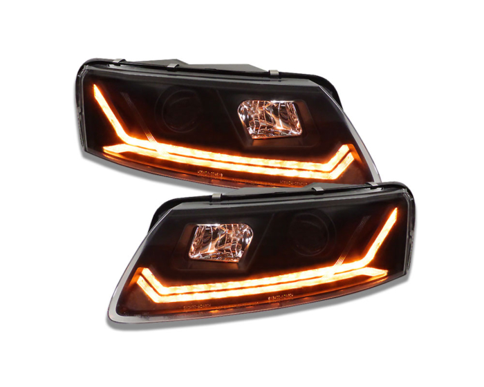 Faros diurnos LED Audi A6 4F C6 04-09 negro con indicador dinámico para Xenon original - Imagen 3