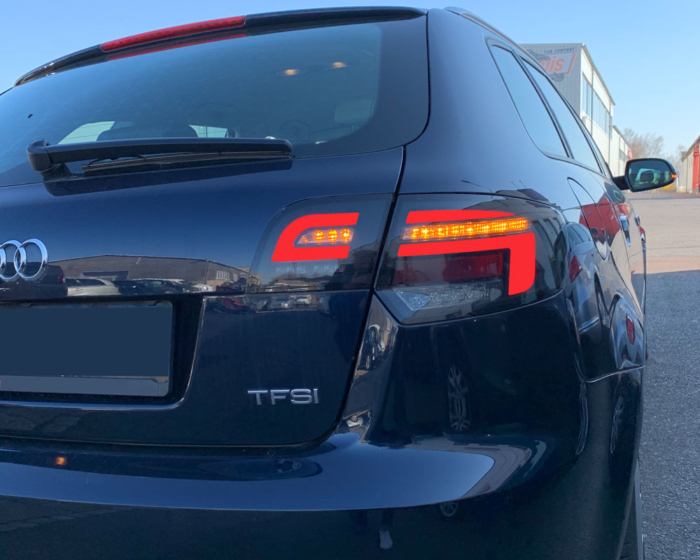 Zadní LED světla Audi A3 8P Sportback 08-14 s dynamickými směrovkami v 8V facelift vzhled černá/kouřová - Obrázek 4