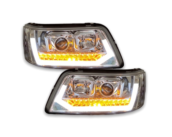 LED světlomety pro denní svícení VW T5 03-09 s dynamickým ukazatelem chrom - Obrázek 2