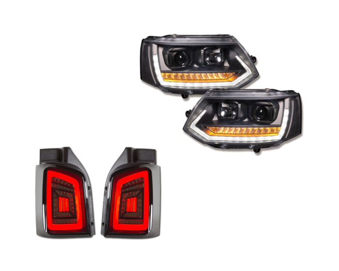 Bundle VW T5.2 GP 09-14 con luci posteriori full LED e fari diurni con indicatori di direzione dinamici
