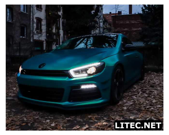 VW Scirocco 3 III 15-18 LED luz de marcha diurna faros indicador dinámico negro para versiones halógenas - Imagen 2