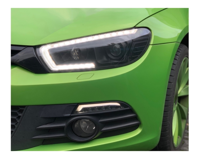 VW Scirocco 3 III 15-18 LED luz diurna faros indicador dinámico negro para versiones halógenas - Imagen 11