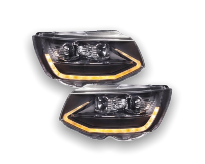 LED-dagrijlicht koplampen VW T6 2015-19 zwart met dynamische richtingaanwijzer - Afbeelding 2
