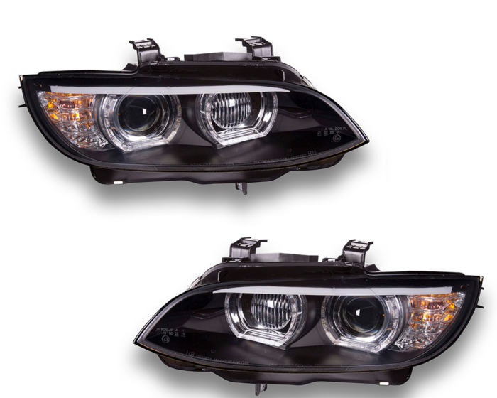 Фарове с 3D LED пръстени за дневни светлини BMW Серия 3 Купе/Конвертилет E92 / E93 05 -10 черни за модели с ксенон - Изображение 3
