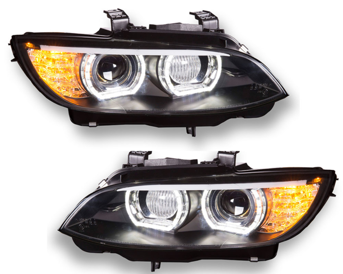 Фарове с 3D LED пръстени за дневни светлини BMW Серия 3 Купе/Конвертилет E92 / E93 05 -10 черни за модели с ксенон - Изображение 2