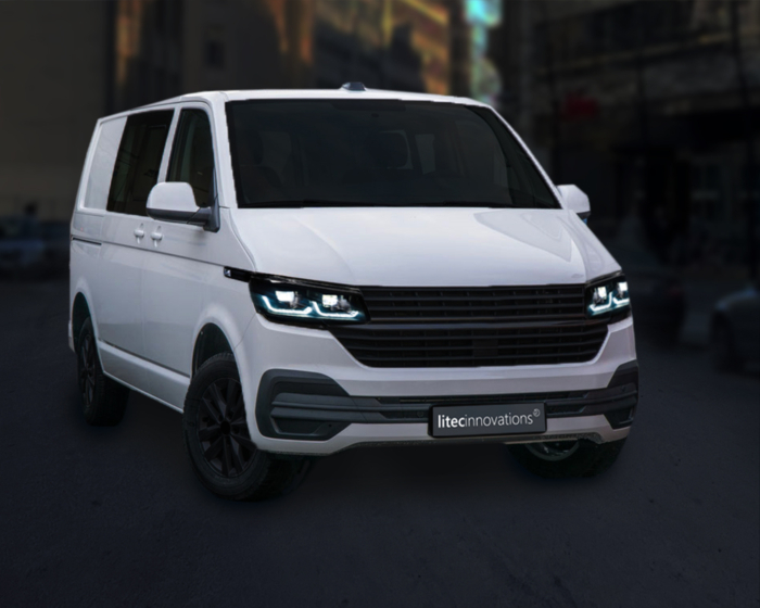 FULL LED světlomety pro denní svícení VW T6.1 od roku 2019 černé s dynamickým ukazatelem