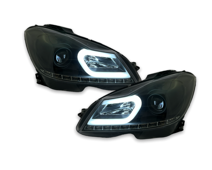 Lumini de zi cu LED faruri Mercedes Benz C-Class W204 11-15 negru - imagine 2
