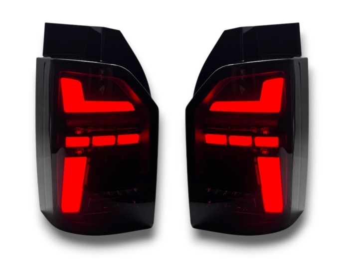 LED Rückleuchten VW T6 2015-19 im T6.1 Look Heckklappe mit dynamischem Blinker schwarz/rauch – Bild 2