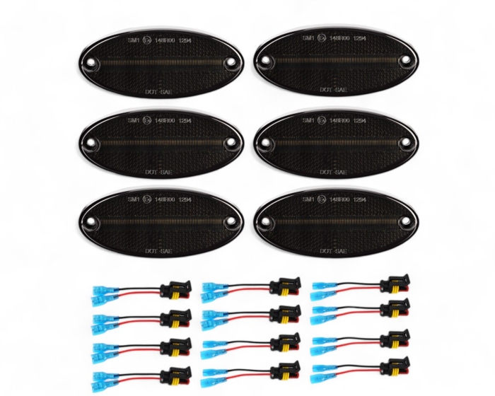 LED Seitenmarkierungsleuchten Ducato, Boxer, Jumper, Movano oval mit Reflektor und Lightbar für teilintegrierte Wohnmobile schwarz/rauch 6 Stk. – Bild 6