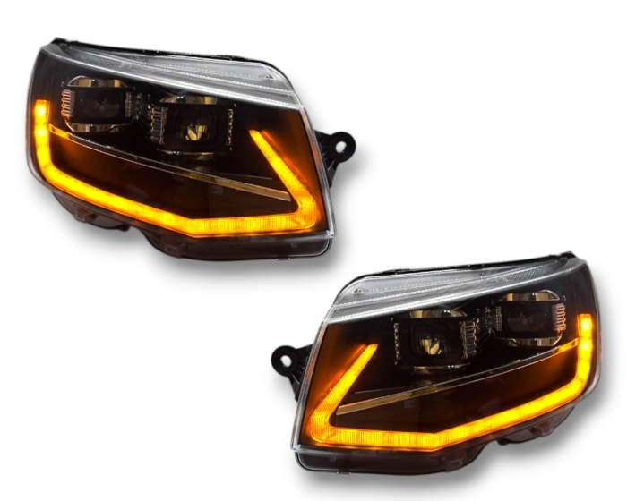 FULL LED světlomety pro denní svícení VW T6.0 2015-19 černé s dynamickým ukazatelem - Obrázek 5